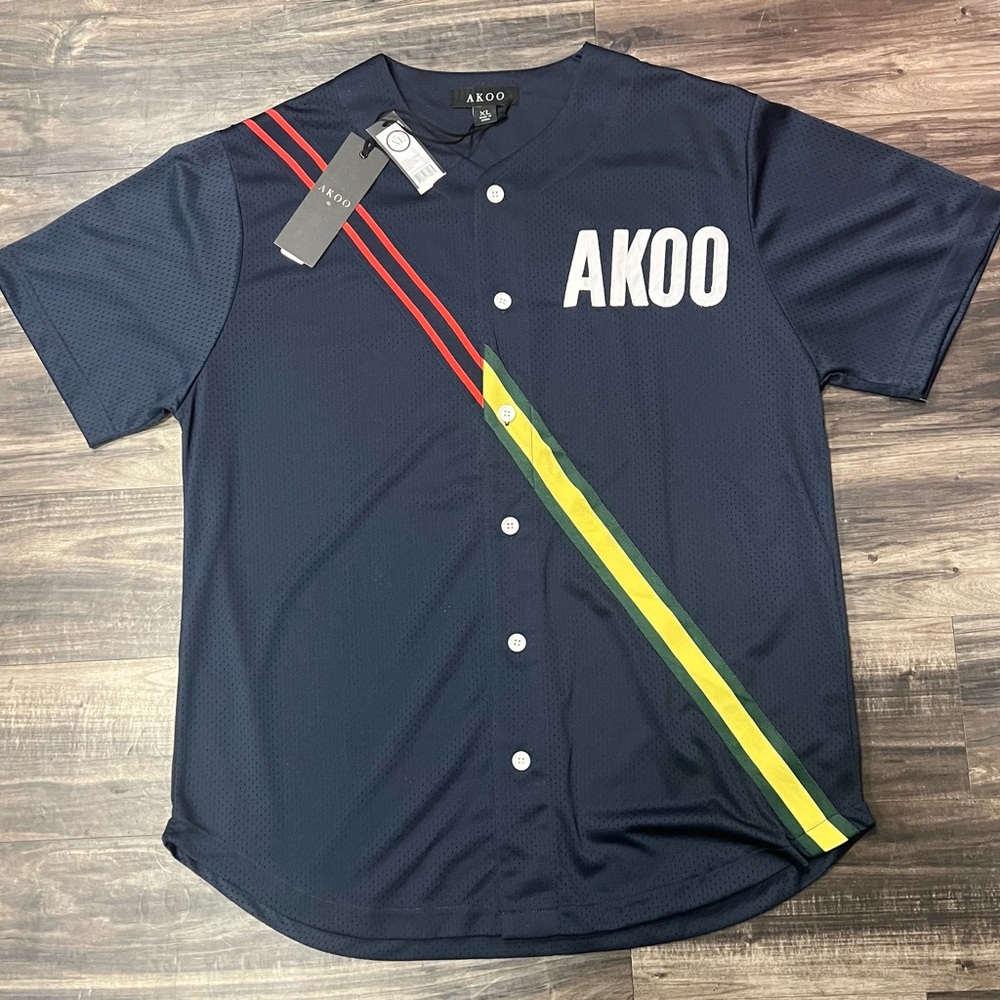 Akoo Blue and Red Sporty Jersey Shirt
